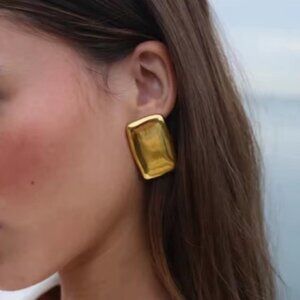 New! Anthropologie Gold Geometric Post Earrings NWOT
